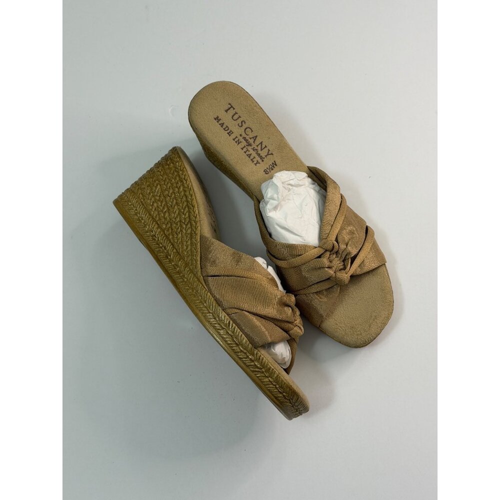 NWOB Easy Street Ghita Slip-on Wedge Sandals Natural Crepe Sz 8.5 Wide - Picture 5 of 6